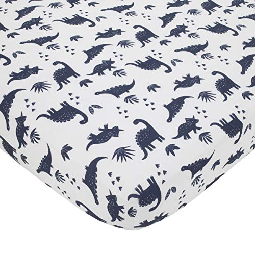 Carter’s Dino Adventure Super Soft White and Blue Fitted Crib Sheet
