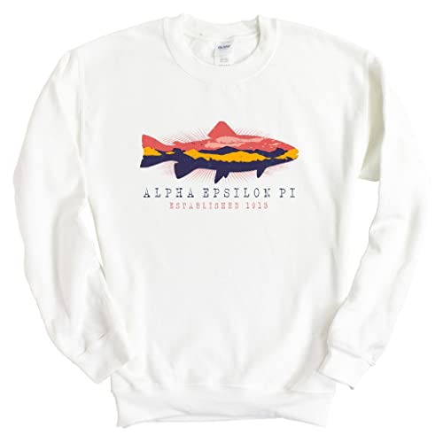 Alpha Epsilon Pi Sweatshirt – AEPI Fishing Crewneck Sweatshirt White