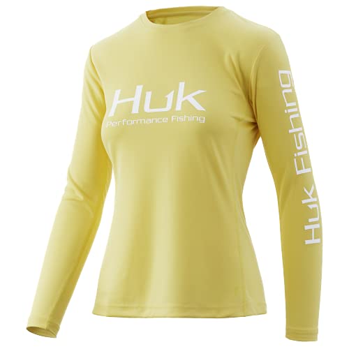 HUK Women’s Standard Icon X Long Sleeve Fishing Shirt with Sun Protection, Canary, Medium