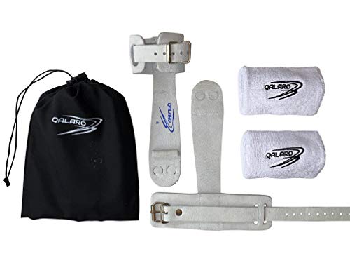 QALARO Single Buckle Grips for Girls Gymnastics | Dowel Grips, 4.5″ Wristbands, Grip Bag | Gymnastics Grips for Girls (Small)