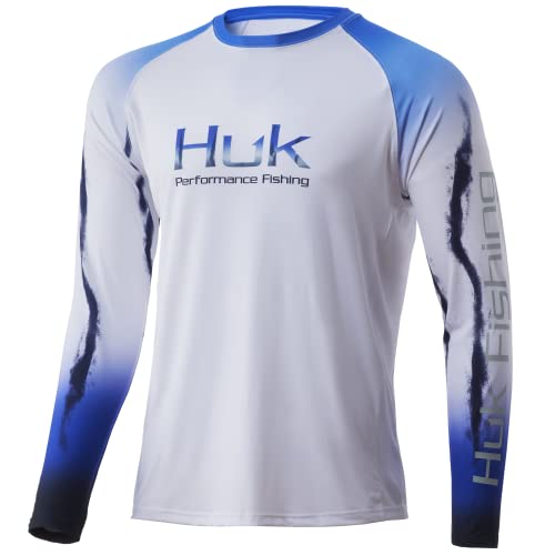 HUK Men’s Standard Double Header Long Sleeve | Sun Protecting Fishing Shirt, Flare-Deep Cobalt, Medium