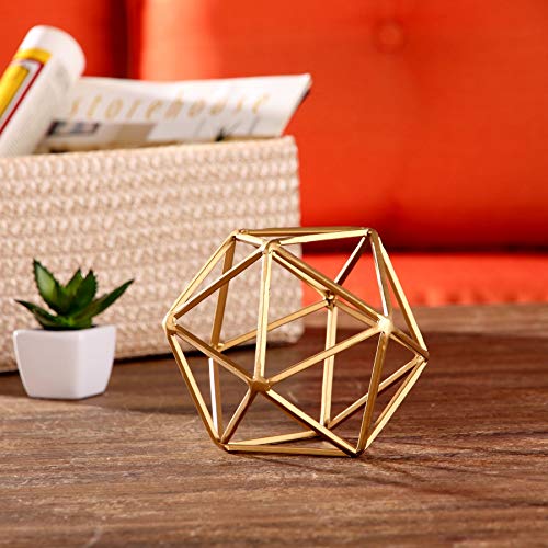 Better Homes & Gardens 5″ W x 6″ H Icosahedron Iron Geometric Tabletop Sculpture – Medium, Gold