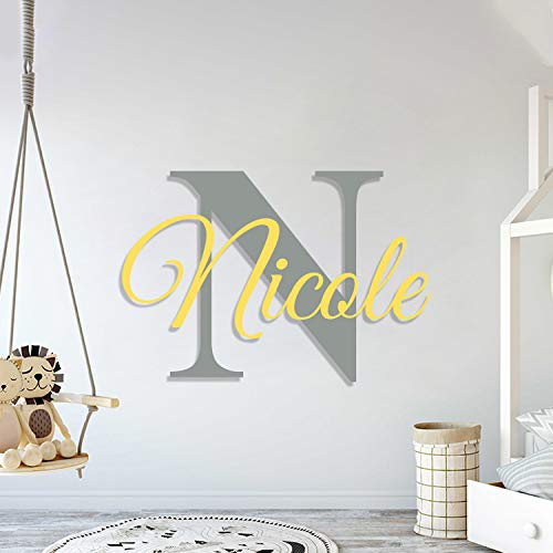 Multiple Font Custom Name & Initial Nursery Wall Decal – Mural Wall Decal Sticker for Home Children’s Bedroom, Car & Laptop (OP003)