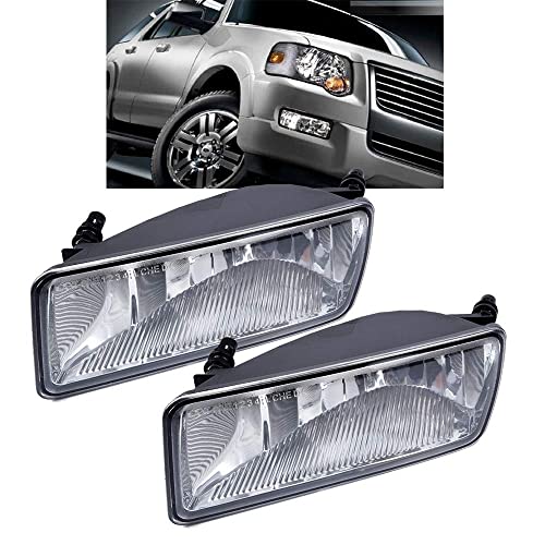 FuAuto Fog Lights Lamp For 2006-2010 Ford Explorer and 07-10 Sport Trac Bumper Fog Lights wBulbs Assembly Driver & Passenger Side Replace for L2Z15200AA, 6L2Z15201AA, FO2594100, FO2595100