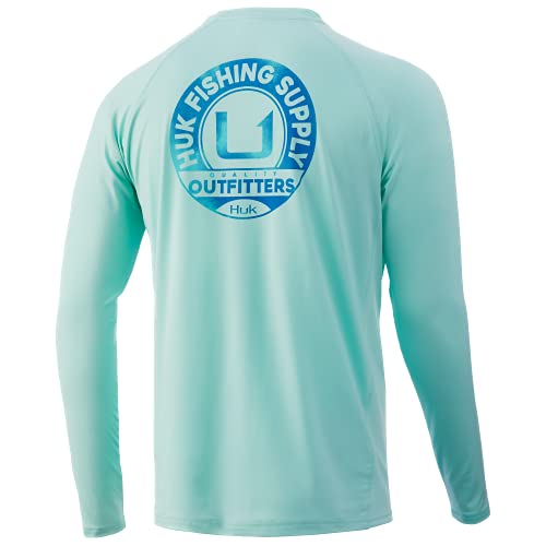 HUK Men’s Standard Pursuit Long Sleeve Sun Protecting Fishing Shirt, Outfitter-Seafoam, XX-Large