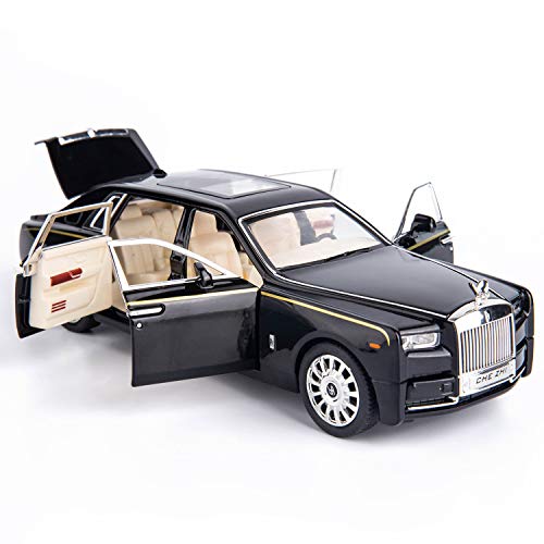 BDTCTK 1/24 Rolls-Royce Phantom Model Car,Zinc Alloy Pull Back Toy Diecast Toy Cars with Sound and Light for Kids Boy Girl Gift(Black)