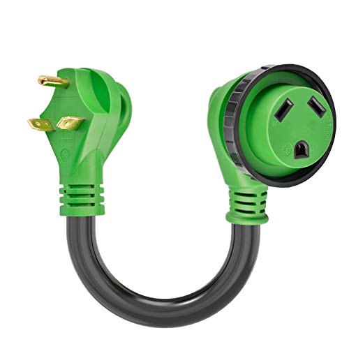 RVMATE 30 Amp RV Adapter Cord with Locking Connector 12 Inch, TT-30P Male to TT-30R Female Dogbone