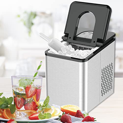 SOOPYK Ice Makers Countertop | Portable Ice Maker Cube | 27 lbs in 24 hrs | 9 Ice Cubes Per 5-8 Mins | Ice Maker Machine Self Cleaning Function | Ice Scoop and Basket,Stainless Steel | The Storepaperoomates Retail Market - Fast Affordable Shopping