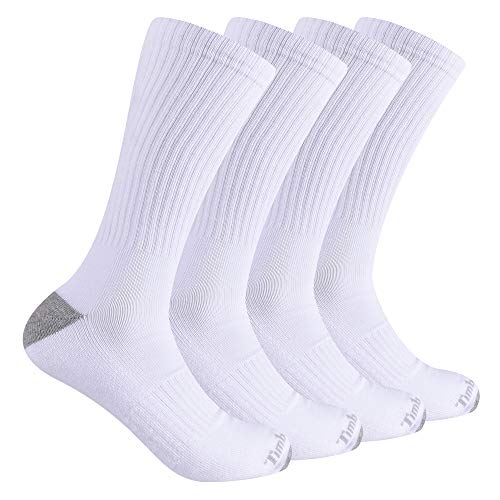 Timberland Men’s 4-Pack Full Cushioned Crew Socks, White, One Size