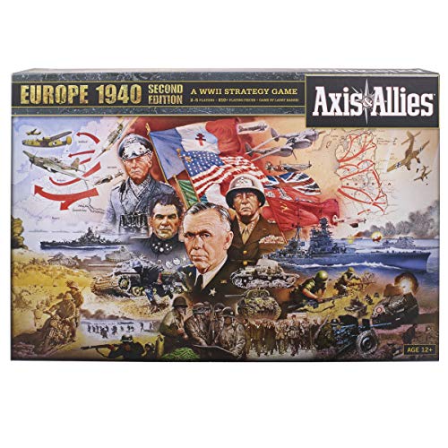 Hasbro Gaming Avalon Hill Axis & Allies Europe 1940 Second Edition WWII Strategy Board Game, with Extra Large Gameboard, Ages 12 and Up, 2-6 Players , Brown