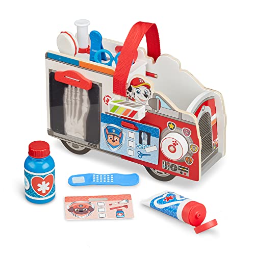 Melissa & Doug PAW Patrol Marshall’s Wooden Rescue EMT Caddy (14 Pieces) – PAW Patrol Take-Along Pretend Play First Responder Rescue Kit, PAW Patrol Toddler Toy For Girls And Boys Ages 3+