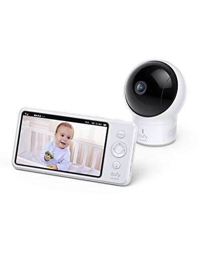 eufy Baby, SpaceView Pro 720p Video Baby Monitor with 5’’ Screen, Two-Way Audio, Pan & Tilt, Night Vision, Lullaby Player, Ideal for New Parents, Wide Angle Lens Not Included（Renewed）
