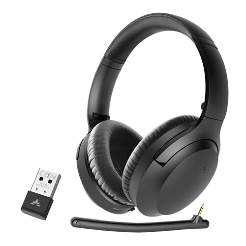 Avantree Aria 90B Bluetooth 5.0 Noise Cancelling Headphones with Microphone & USB Adapter for PC Computer Laptop Mobile Phones, 35Hrs Comfortable Wireless Headset for Music & Calls, Work from Home
