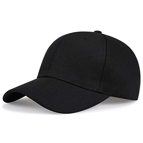 QOHNK Big Head Hat Tactical Shooting Sports Fishing Baseball Cap Outdoor Hunting Jungle Hats for Large Heads (Pure Version Cap-Black, Plus 23.2-25.6 inches (59-65cm))