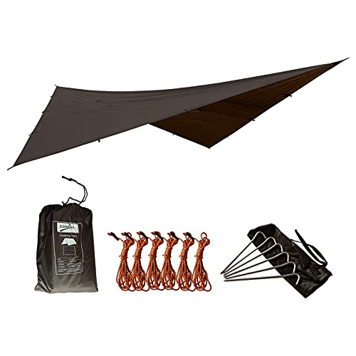 Coobing Hammock Rain Fly Camping Tarp,Waterproof Tarp&Footprint Shelter,Ultralight Survival Camp Gear Multifunctional Tent Cover,Lightweight Outdoor Backpacking Traveling(13×13 FT,Coyote Brown)