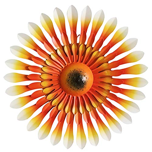 aboxoo Wall Flower 3D Sculptures Colorful Art Metal Flower Home Garden Art Hanging Ornaments for Bathroom Living Room Bedroom or Porch Patio Fence 13inch