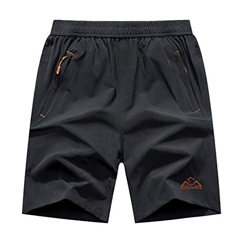 Rdruko Men’s Quick Dry Hiking Shorts Lightweight Running Workout Gym Active Shorts with Zipper Pockets(Dark Grey, US M)
