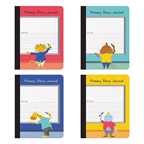 Oxford Primary Composition Notebooks, Kids Handwriting & Drawing Story Journal, Pre-K, Grades K-2, 100 Sheets/200 Pages, 9 3/4 x 7 1/2, 4/Pack (63784)