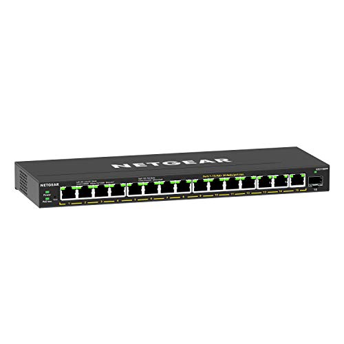 NETGEAR 16-Port PoE Gigabit Ethernet Plus Switch (GS316EPP) – Managed, with 15 x PoE+ @ 231W, 1 x 1G SFP Port, Desktop or Wall Mount
