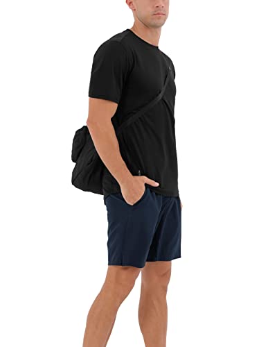 ODODOS Men’s 7″ Quick Dry Active Shorts with Zipper Pocket for Workout Fitness Exercise Athletic Running, Navy, Large