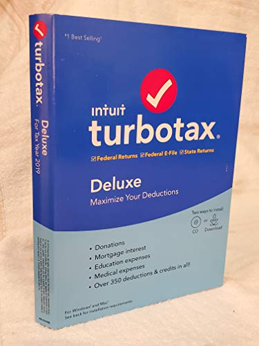 Turbotax 2019 Deluxe Federal Plus State Tax Software CD [PC & Mac] [Old Version]