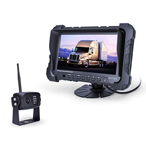 Digital Wireless Backup Camera System, 720P Reverse Camera Wireless with Infrared Night Vision and Wide Viewing Angles, 7 inch Wireless Monitor Split Screen for Trailer, RVs, Camper, 5th Wheel, etc