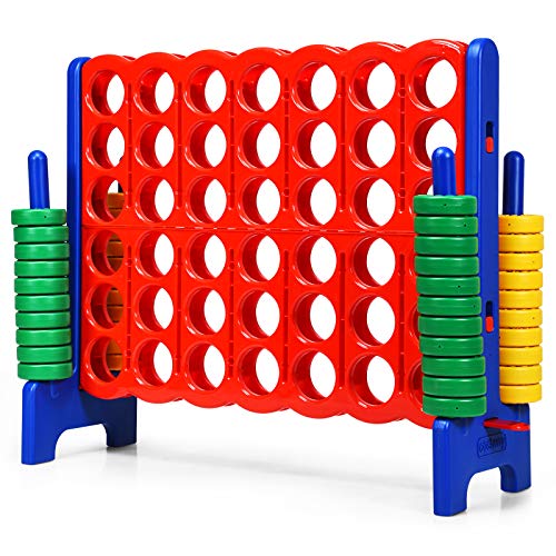 ARLIME Giant 4 in a Row Connect Game, 47” Jumbo 4-to-Score Toy Set W/ Quick-Release Lever, Build-in Ring, Jumbo Sized for Kids & Adults, Oversized Floor Activity for Indoor & Outdoor Play