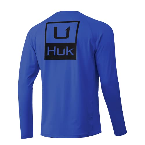 HUK Men’s Standard Pursuit Long Sleeve Sun Protecting Fishing Shirt, Huk’d Up-Deep Cobalt, XX-Large