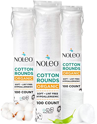 Organic Cotton Rounds Compatible with Makeup Products, Eye Makeup Remover Pads and Baby Wipes, Small, 300 Count – Noleo