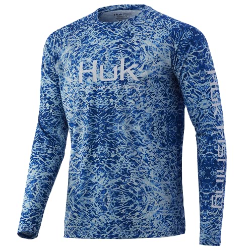 HUK Men’s Standard Pattern Pursuit Long Sleeve Performance Fishing Shirt, Turtle Grass Blue, X-Large