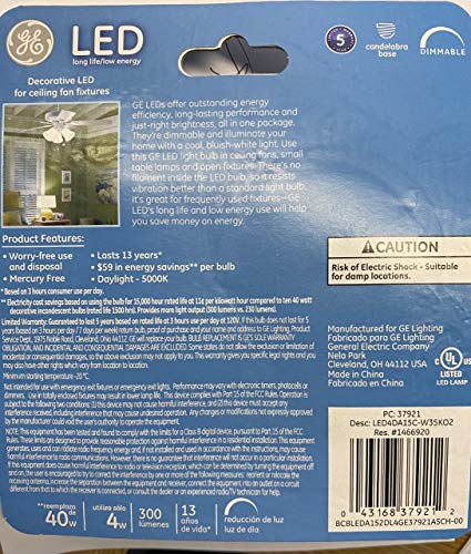 GE 40 watt LED ceiling fan lightbulb 2 pack frosted A15 Candelabra base | The Storepaperoomates Retail Market - Fast Affordable Shopping