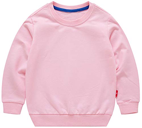 PTPUKE Unisex Toddler Solid Cotton Thin Sweatshirt Crewneck Long Sleeve Top Tee Pink