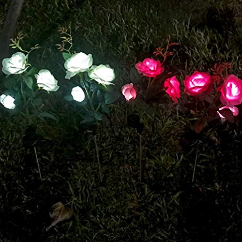DOITOOL Decoration Lights Outdoor LED Garden Solar Flower Lights Rose Flower Lamp Stake Decorative Landscape Lights Ground Plug Light for Home Garden Lawn Way Party Decor White Outdoor Stakes | The Storepaperoomates Retail Market - Fast Affordable Shopping