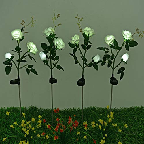DOITOOL Decoration Lights Outdoor LED Garden Solar Flower Lights Rose Flower Lamp Stake Decorative Landscape Lights Ground Plug Light for Home Garden Lawn Way Party Decor White Outdoor Stakes | The Storepaperoomates Retail Market - Fast Affordable Shopping