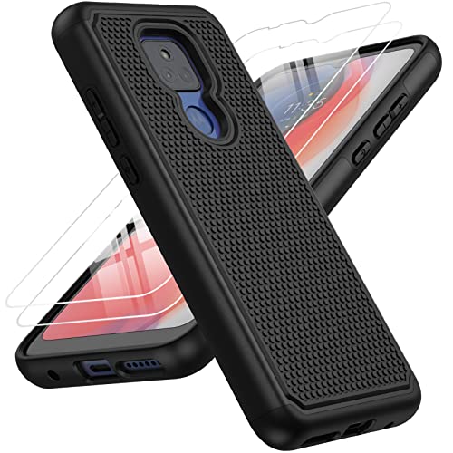 for Motorola Moto G Play 2021 Case: Dual Layer Protective Heavy Duty Cell Phone Cover Shockproof Rugged with Non Slip Textured Back – Military Protection Bumper Tough – 6.5inch (Black Black)