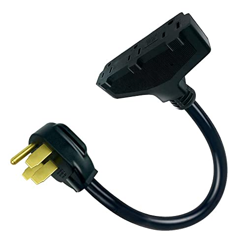 Ruite RV 50 amp to 110v Adapter Cord, NEMA 14-50P Male to 3X 5-15R Household Tri Outlet Female