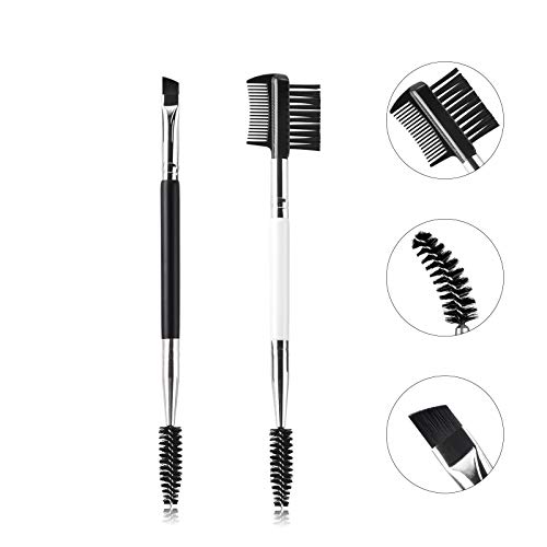 Eyebrow Brush and Comb Set, Ubonjoy 2Pcs Eye Brow Brush, Professional Spoolie brushes, Firm Thin Angled Eyebrow Brush, Eyeliner Brush Kit, Precision Application & Blending