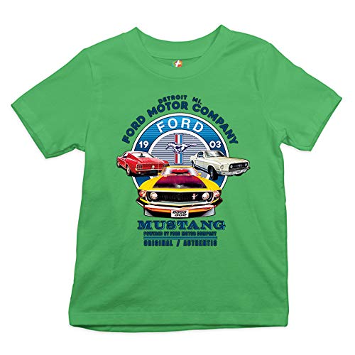 Ford Mustang Youth T-Shirt Detroit Mi. 1903 Ford Motor Company Licensed Kids Green Small