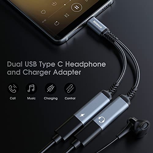 USB C Splitter, ZOOAUX Dual USB C Headphone and Charger Adapter,2-in-1 Type C Audio Dongle Cable with PD 60W Fast Charging Support Call Music for Pixel 4 3 XL,Galaxy S22 S21 S20+ S20 Note 20 10,Xperia | The Storepaperoomates Retail Market - Fast Affordable Shopping