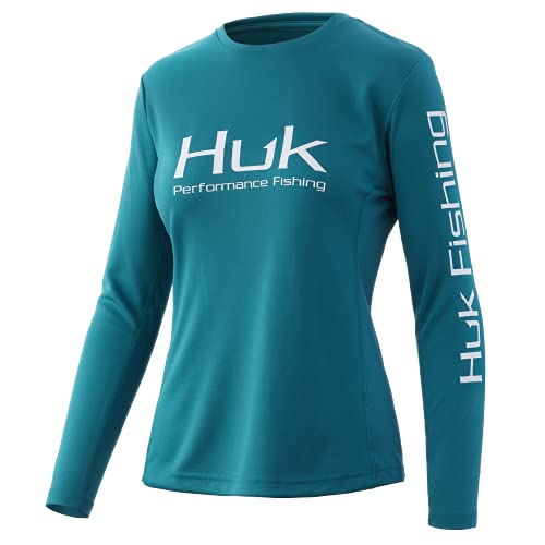 HUK Women’s Standard Icon X Long Sleeve Fishing Shirt with Sun Protection, Deep Lake, Small