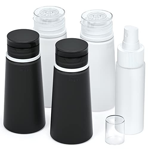 Leak Proof Travel Size Bottles, Valourgo TSA Approved Portable Silicone Containers Plastic Spray Bottle for Travel Size Toiletries Refillable Travel Accessories Handy 5 Pieces Travel Kit ( 3.4 fl. oz)