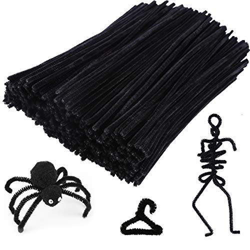 Caydo 200 Pieces Black Pipe Cleaners Craft Chenille Stems for DIY Art Creative Crafts and Decorations (12 Inch x 6 mm)
