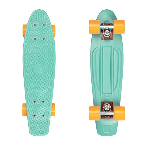 Retrospec Quip Mini Cruiser Skateboard 22.5″ and 27″ Classic Retro Plastic Cruiser Complete Skateboard with ABEC 7 Bearings and PU Wheels Compact Board with Grippy, Molded Waffle Deck