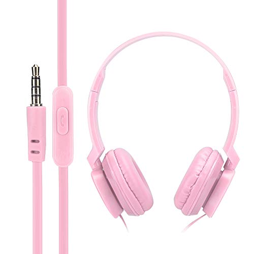 Estink Music Headphones,Wired Headsets,Stereo Headphones with Microphone,Comfortable Ear Cushions,Sound InsulationStrong Ability,Suitable for Games,Laptops,Listening to Music(Pink)