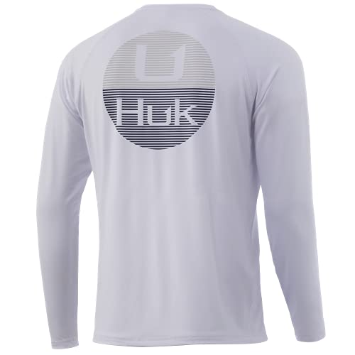 HUK Men’s Standard Pursuit Long Sleeve Sun Protecting Fishing Shirt, Horizon Lines-White, Medium