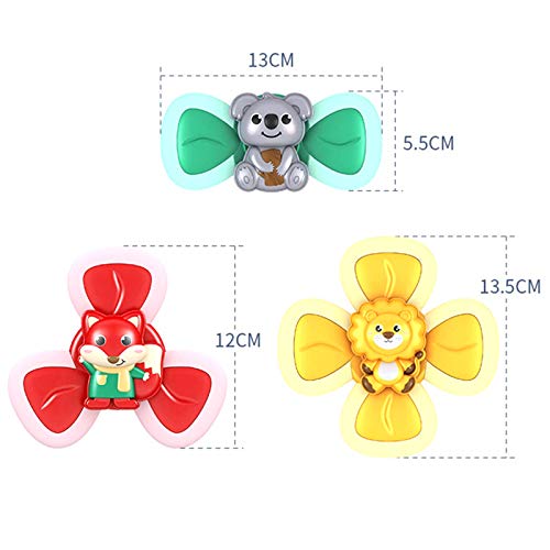 Child Bath Suction Cup Spinning Tops Toy Animal Turntable Spinning Windmill Stress Relief Frisbee Creative Educational Toys (3Pcs-Fox Lion Bear) | The Storepaperoomates Retail Market - Fast Affordable Shopping