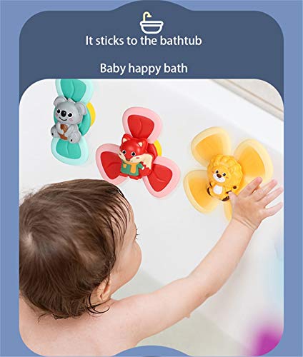 Child Bath Suction Cup Spinning Tops Toy Animal Turntable Spinning Windmill Stress Relief Frisbee Creative Educational Toys (3Pcs-Fox Lion Bear) | The Storepaperoomates Retail Market - Fast Affordable Shopping