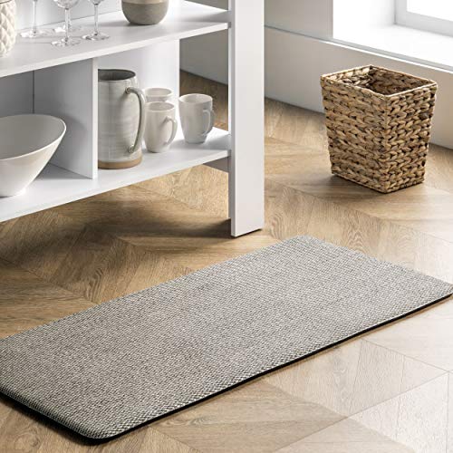 nuLOOM Casual Braided Anti Fatigue Kitchen or Laundry Room Comfort Mat, 18″ x 30″, Light Grey