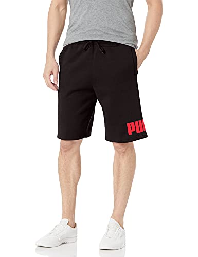 PUMA mens Big Logo 10″ Shorts, Cotton Black/High Risk Red, X-Large US