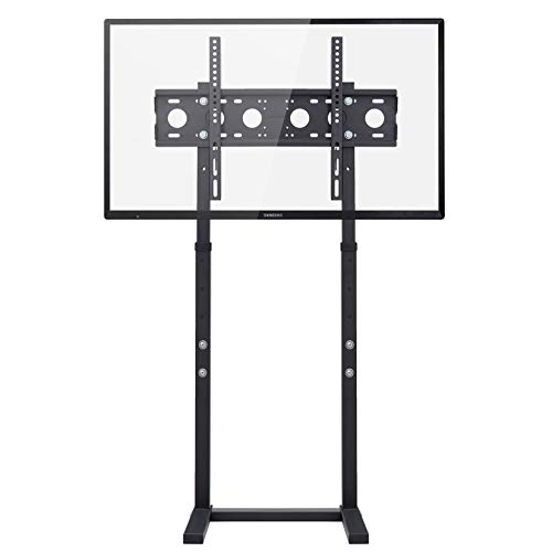 unho Universal TV Stand Floor: Free Standing Mount Stand with Height Adjustable Bracket for TV Bench Compatible with 32-65 inch Flat Panel LED LCD Plasma Screens (Black)